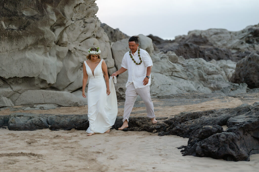 Walking along the rocks at Ironwoods Beach, Kapalua

