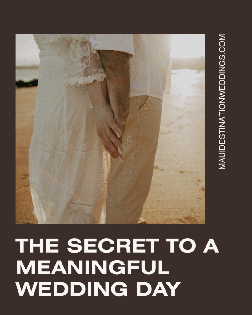 Couple holding hands on a Maui beach during a private wedding day focused on connection and meaningful moments
